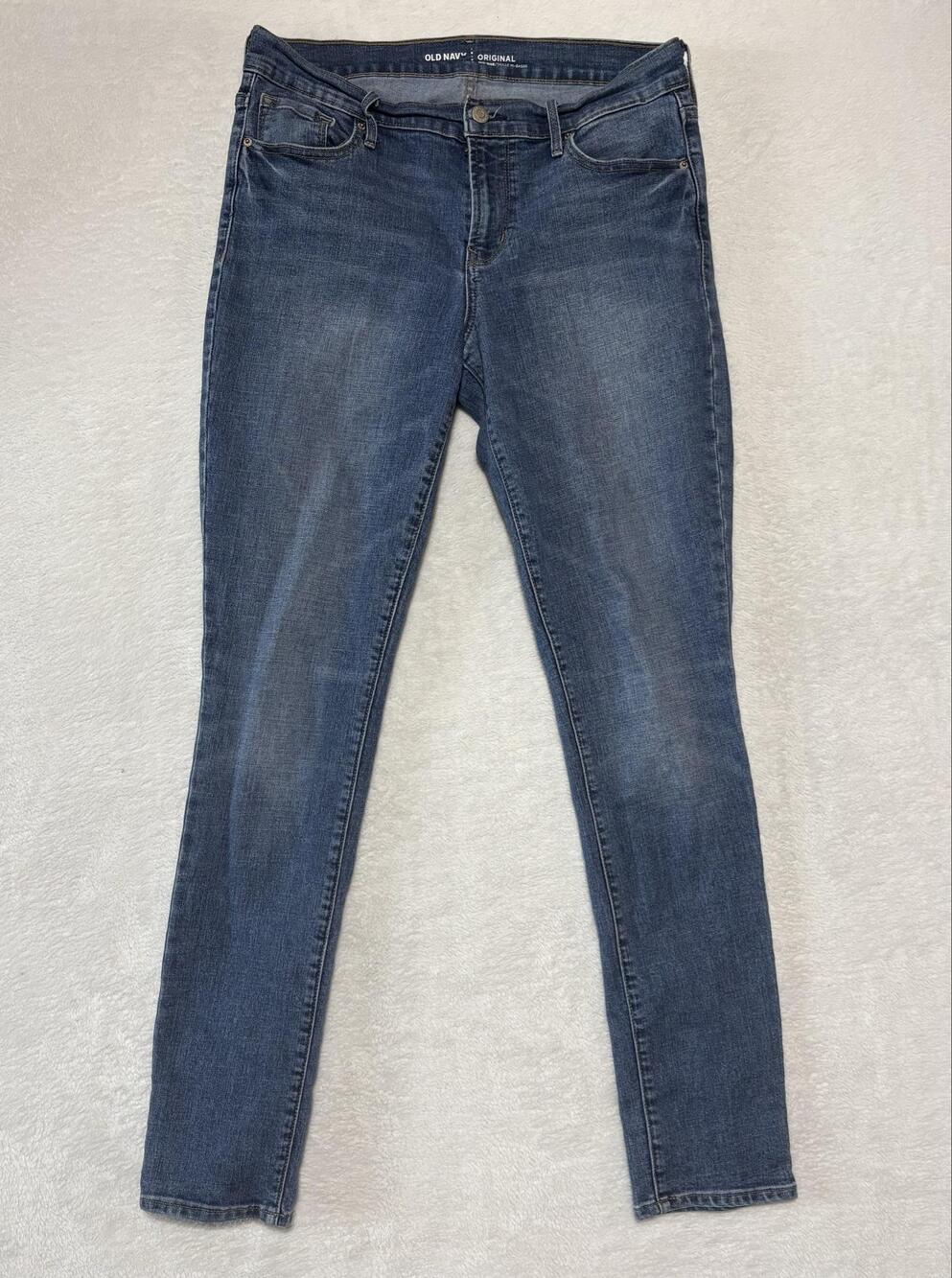 Old Navy Jeans Womens 8 Long Blue Mid Rise Skinny Stretch Denim 5 Pocket